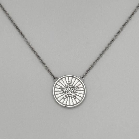 Judith Ripka White Topaz Star Pendant Necklace in Sterling Silver